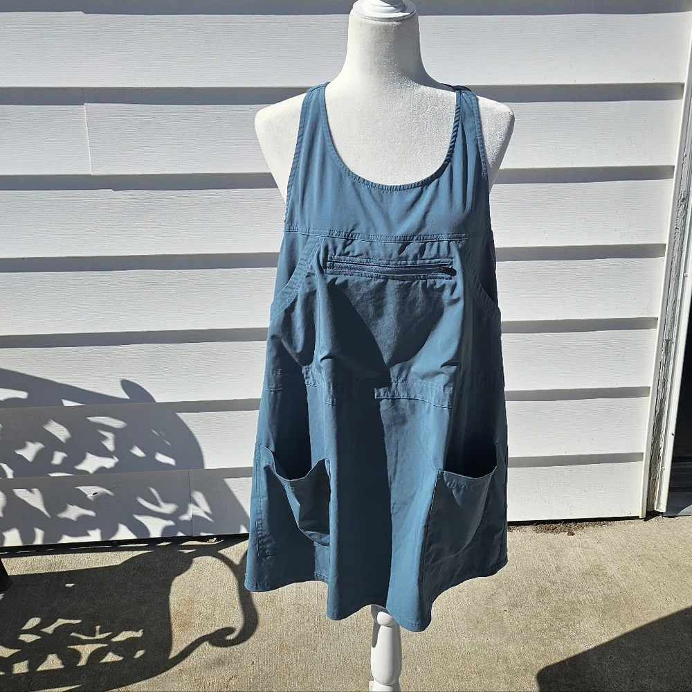 Teal Utility Pocket Apron Dress - Picture 1 of 6